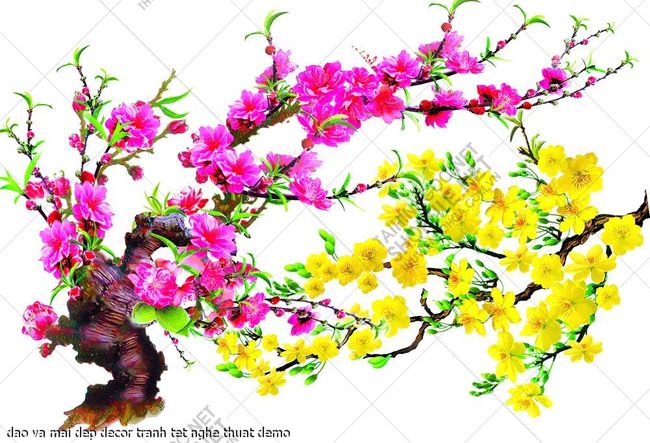 dao va mai dep decor tranh tet nghe thuat 